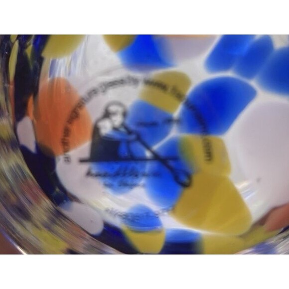 1 Source Hand Blown Art Glass Confetti Vase Drinkware Ice Cream Dish EUC - Picture 4 of 8